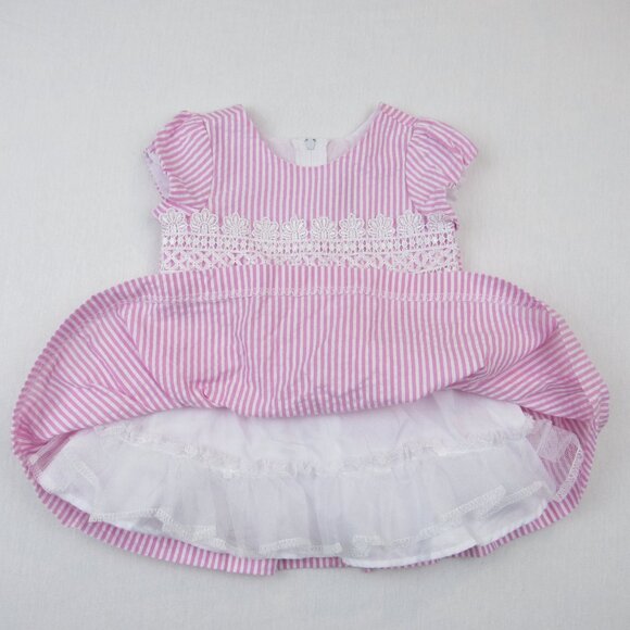 Rare Editions Baby Girl Dress Size 3-6 Months Seersucker Pink & White Striped - Picture 5 of 9
